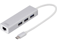 Digitus USB C 3.0 3 Port Hub mit GE LAN