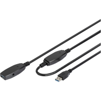 Digitus DA 73107 USB kabel USB 3.2 Gen1 USB A stekker, USB A bus 20.00 M Zwart Afgeschermd, Afgeschermd (dubbel)