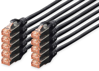 Digitus DK 1644 0025 BL 10 RJ45 Netwerkkabel, patchkabel CAT 6 S/FTP 0.25 M Zwart Folie afscherming, Afscherming totaal, Afgeschermd, Halogeenvrij, Simplex,