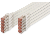 Digitus DK 1644 0025 WH 10 RJ45 Netwerk Aansluitkabel CAT 6 S/FTP 0.25 M Wit Folie afscherming, Afscherming totaal, Afgeschermd, Halogeenvrij, Simplex,