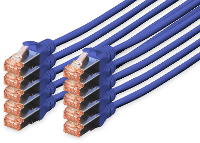 Digitus DK 1644 010 B 10 RJ45 Netwerk Aansluitkabel CAT 6 S/FTP 1 m Blauw Folie afscherming, Afscherming totaal, Afgeschermd, Halogeenvrij, Simplex,