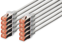 Digitus DK 1644 020 10 RJ45 Netwerk Aansluitkabel CAT 6 S/FTP 2 m Grijs Folie afscherming, Afscherming totaal, Afgeschermd, Halogeenvrij, Simplex, Afgeschermd