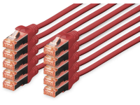 Digitus DK 1644 020 R 10 RJ45 Netwerk Aansluitkabel CAT 6 S/FTP 2 m Rood Folie afscherming, Afscherming totaal, Afgeschermd, Halogeenvrij, Simplex, Afgeschermd