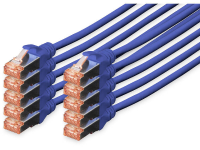Digitus DK 1644 030 B 10 RJ45 Netwerk Aansluitkabel CAT 6 S/FTP 3.00 M Blauw Folie afscherming, Afscherming totaal, Afgeschermd, Halogeenvrij, Simplex,