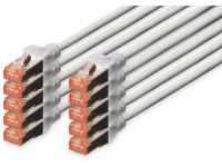 Digitus DK 1644 050 10 RJ45 Netwerk Aansluitkabel CAT 6 S/FTP 5 m Grijs Folie afscherming, Afscherming totaal, Afgeschermd, Halogeenvrij, Simplex, Afgeschermd