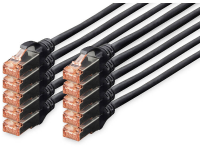 Digitus DK 1644 050 BL 10 RJ45 Netwerk Aansluitkabel CAT 6 S/FTP 5 m Zwart Folie afscherming, Afscherming totaal, Afgeschermd, Halogeenvrij, Simplex,