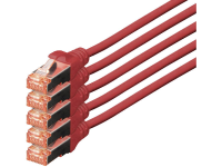 Digitus DK 1644 100 R 5 RJ45 Netwerk Aansluitkabel CAT 6 S/FTP 10 m Rood Folie afscherming, Afscherming totaal, Afgeschermd, Halogeenvrij, Simplex, Afgeschermd