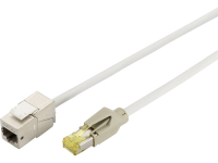 Digitus DK 1741 CP 020 RJ45 Netwerk Verlengkabel CAT 6A S/FTP 2 m Grijs Vlambestendig, Folie afscherming, Afscherming gevlochten, Afgeschermd, Halogeenvrij,