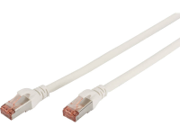 Digitus DK 1644 005/WH RJ45 Netwerkkabel, patchkabel CAT 6 S/FTP 0.50 M Wit Vlambestendig, Folie afscherming, Afscherming gevlochten, Afgeschermd,