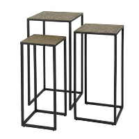 Bijzettafel set van 3 Lizzy metallic brons   35x35x70 cm   Metaal   Goudkleurig