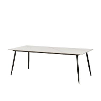 Eettafel Jules 210x100 cm marmerlook wit   Stoneware   Wit