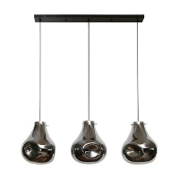 Hanglamp Denissia 3 lichts dent glass   28x115x150 cm   Metaal   Zwart