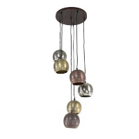 Hanglamp getrapt Berns 6 lichts metal   40x40x150 cm   Nikkel   Grijs