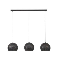 Hanglamp industrieel Aya 3 lichts zwart bruin   Metaal   Bruin