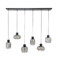 Hanglamp industrieel Luise metaal 6 lichts   28x145x150 cm   Metaal   Grijs