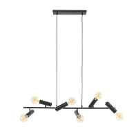 Hanglamp Johannes 6 lichts zwart metaal   40x110x150 cm   Metaal   Grijs