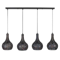 Hanglamp kegel Armoor 4 lichts zwart bruin   25x140x150 cm   Zwart bruin   Bruin