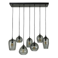 IndustriÃ«le hanglamp Gaby 7 lichts glas   90x90x150 cm   Glas   Grijs