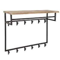 IndustriÃ«le Kapstok Teun 12 haken acaciahout   33x100x80 cm   Hout   Bruin