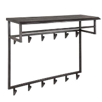 IndustriÃ«le kapstok Yme acaciahout metaal 12 haken   30x100x80 cm