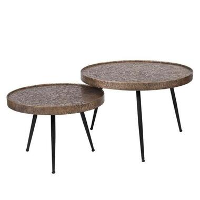 IndustriÃ«le salontafel set Aron antiek brons   74x74x50 cm