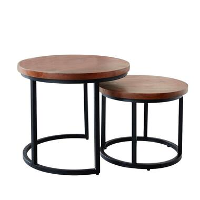 IndustriÃ«le salontafel set van 2 Rosa   53x53x45 cm   Mangohout   Bruin