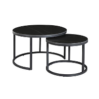 IndustriÃ«le salontafel set van 2 Trevor marmerlook zwart 68x68x43 cm