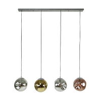 Industriële hanglamp Ada gekleurd glas 4 lichts 25x130x150 cm Zilver
