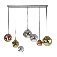 Industriële hanglamp Ada gekleurd glas 7 lichts 50x145x150 cm Zilver
