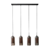 Industriële hanglamp Amy 4 lichts cilinder brons / Smoke grey 15x105x150 cm