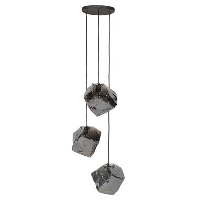 Industriële hanglamp Rocks 3L Chrome   50x50x150 cm   Glas   Grijs