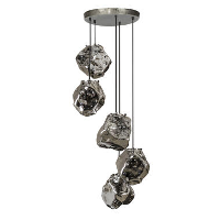 Industriële hanglamp Rocks getrapt 5 lichts chrome glas 50x50x150 cm Glas