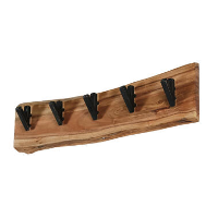 Industriële kapstok Levi massief hout 5 haken horizontaal 9x60x15 cm Hout