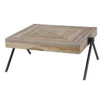 Industriële salontafel Sean Teakhout Vierkant 70 cm   Teak   Verweerd