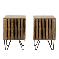 Nachtkastje Industrieel Tory set van 2 mangohout 30x40x60 cm Mangohout