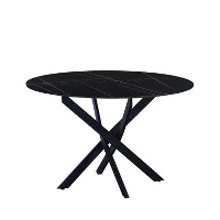 Ronde eettafel Vivian Ø120 cm marmerlook zwart spinpoot   Stoneware   Zwart
