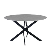Ronde eettafel Vivian Ø130 cm marmerlook grijs spinpoot   Stoneware   Grijs