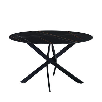 Ronde eettafel Vivian Ø130 cm marmerlook zwart spinpoot   Stoneware   Zwart