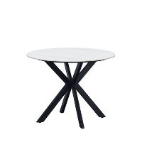 Ronde eettafel Yuna Ø100 cm marmerlook wit   Stoneware   Wit
