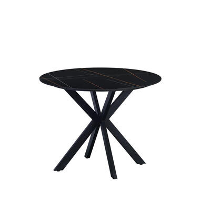 Ronde eettafel Yuna Ø100 cm marmerlook zwart   Stoneware   Zwart