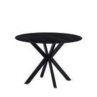 Ronde eettafel Yuna Ø110 cm cm marmerlook zwart   Stoneware   Zwart