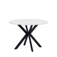 Ronde eettafel Yuna Ø110 cm marmerlook wit   Stoneware   Wit