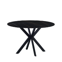 Ronde eettafel Yuna Ø120 cm cm marmerlook zwart   Stoneware   Zwart