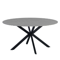 Ronde eettafel Yuna Ø150 cm marmerlook grijs   Stoneware   Grijs