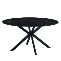 Ronde eettafel Yuna Ø150 cm marmerlook zwart   Stoneware   Zwart