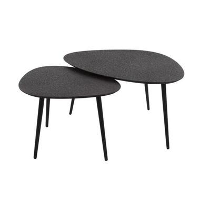 Salontafel set Luna industrieel driehoekig metaal zwart 80x80x41 cm Grijs