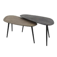 Salontafel set van 2 Alina driehoekig zwart / goud   84x84x42 cm   Grijs   Grijs