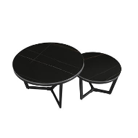 Salontafel set van 2 Brady marmer zwart rond 68,50x69x43 cm Stoneware