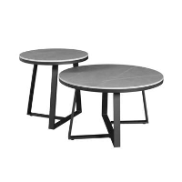 Salontafel set van 2 Tanner marmer grijs rond 69x69x39,50 cm Stoneware