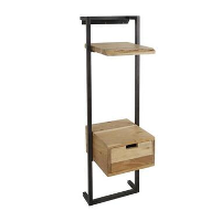 Smal nachtkastje industrieel Naomi acaciahout 1 lade 30x30x100 cm Hout